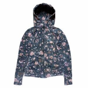 Lululemon Scuba Hoodie Full Zip Fleece Frosted Rose Floral Women’s Size 4 W4AWOS